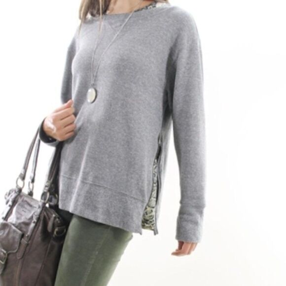 Current/Elliott Gray Side Zip Stadium Sweatshirt - Picture 1 of 7